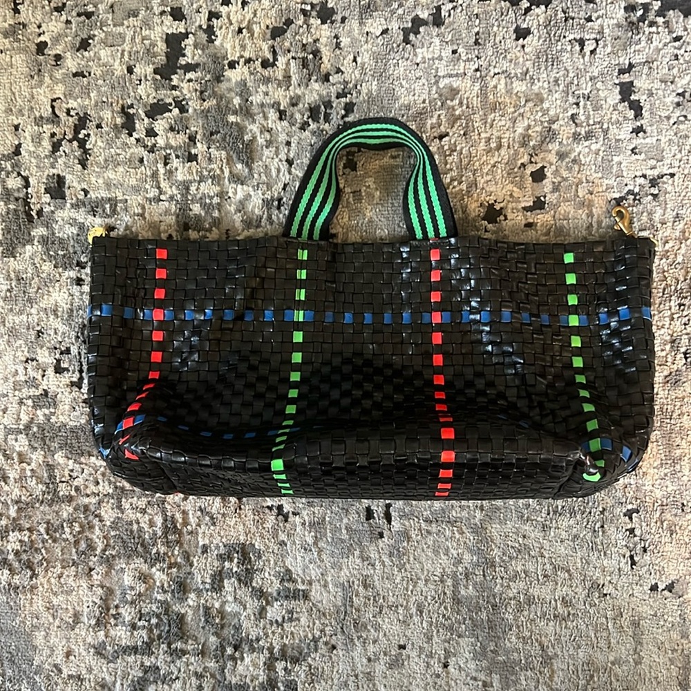 Clare V Bateau Tote Black Woven Leather